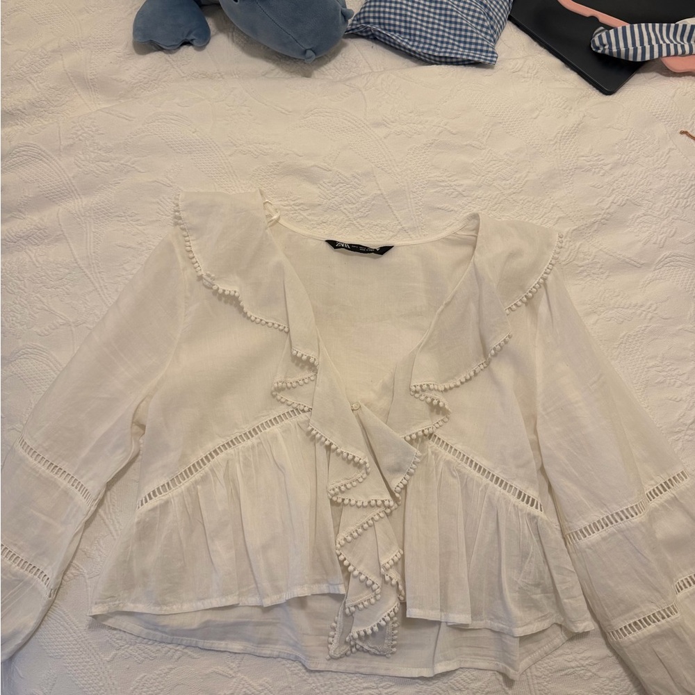 Zara Cream Ruffled Blouse